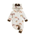 thumbnail image 1 of JAJAHO Baby Girls Hooded Snowsuits Long Sleeve Rainbow Printed Romper With Zipper Front Cozy Outfit For Toddler Playwear Cozy One-Pieces, 1 of 6