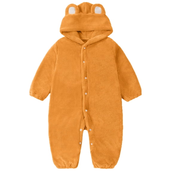 JAJAHO Baby Girls Snowsuits Winter Fuzzy Warm Jumpsuit Playwear Soft Ears Hooded Long Sleeve Romper For Toddlers Kids Comfortable Clothes Cozy One-Pieces
