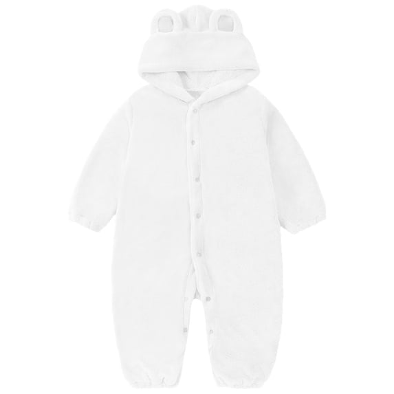 JAJAHO Baby Girls Snowsuits Winter Fuzzy Warm Jumpsuit Playwear Soft Ears Hooded Long Sleeve Romper For Toddlers Kids Comfortable Clothes Trendy One-Pieces