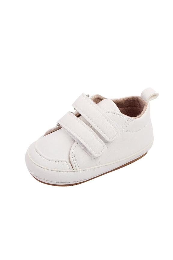 Baby Sneakers Boys Girls PU Leather Hook And Loop Lightweight Infant First Walking Shoes Toddler Soft Rubber Sole Grip Shoes