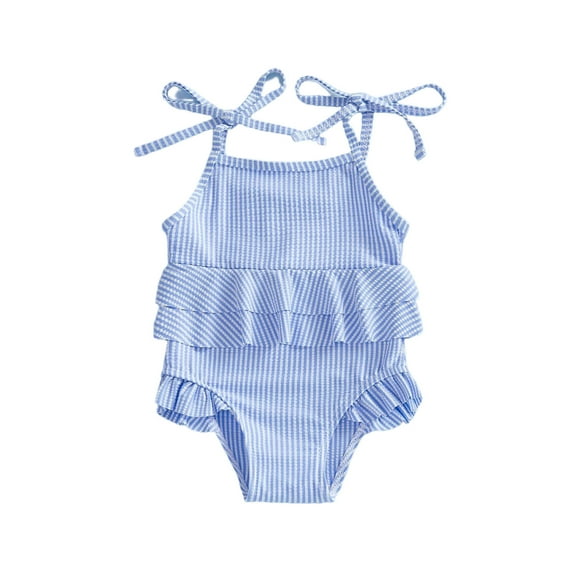 JAJAHO Baby Toddler Girls One Piece Swimsuit Cute Spaghetti Strap Ruffle Breathable Lightweight Swimwear For 3M-3Y Stylish Swimwear