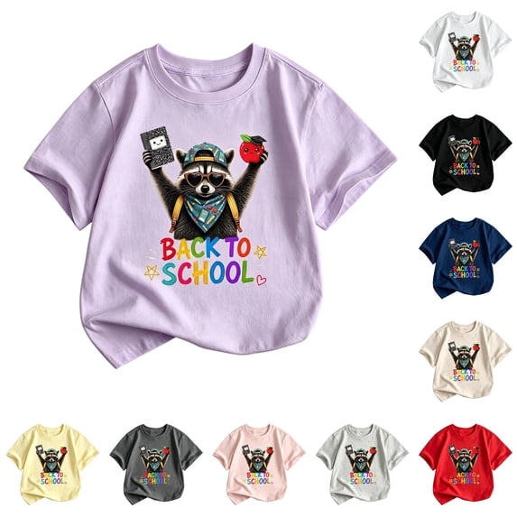 JAJAHO Back To School Clothes For Girls Boys First Day Of School Shirt Cute Animals Graphic Tees 2-13Y