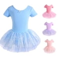 thumbnail image 1 of JAJAHO Ballet Leotards For Girls Dance Leotard With Skirt Criss-Cross Back Stretchy Short Sleeve Ballerina Gymnastics Outfit 1-14Y, 1 of 4