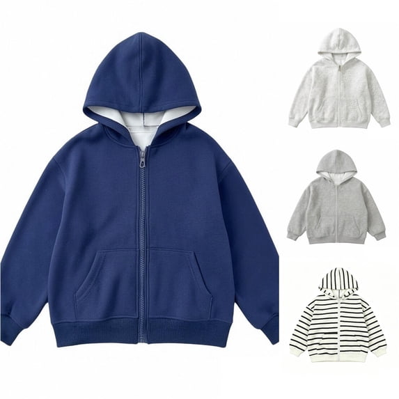 JAJAHO Boys And Girls Zip Up Hoodie 6M-16Y Long Sleeve Hooded Sweatshirts Fall Winter Outerwear