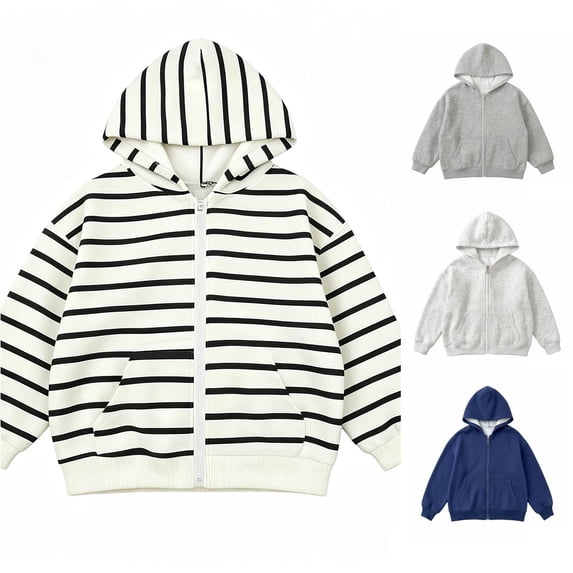 JAJAHO Boys And Girls Zip Up Hoodie 6M-16Y Long Sleeve Hooded Sweatshirts Fall Winter Outerwear