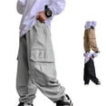 thumbnail image 1 of JAJAHO Boys Baggy Cargo Pants With Multi Pockets Streetwear Ankle-Tied Pants For Kids And Teens 5-16Y, 1 of 4