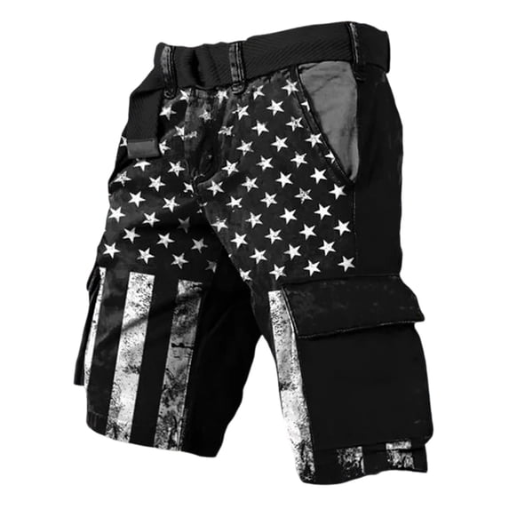 JAJAHO Boys Baggy Cargo Shorts Independence Day 250 Years Anniversary USA Flat Front Shorts Clothes With Multi Pockets 5-14Y
