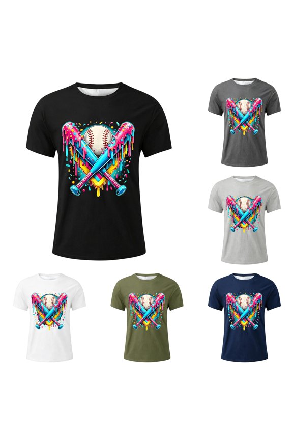 Boys Baseball Graphic T-Shirt Short Sleeve Crew Neck Loose Fit Tees For Kids 2-13Y