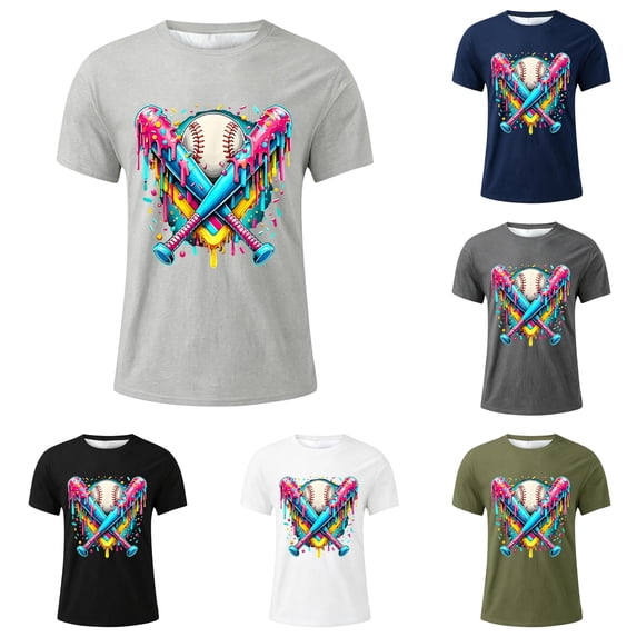 JAJAHO Boys Baseball Graphic T-Shirt Short Sleeve Crew Neck Loose Fit Tees For Kids 2-13Y