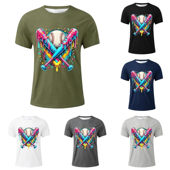 JAJAHO Boys Baseball Graphic T-Shirt Short Sleeve Crew Neck Loose Fit Tees For Kids 2-13Y