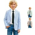 thumbnail image 1 of JAJAHO Boys Blazer Kids Suit Jacket Striped Formal Dress Slim Fit Coat Sizes 5-14Y, 1 of 9