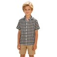 thumbnail image 1 of JAJAHO Boys Button Down Shirt Houndstooth Print Short Sleeve Turndown Collar Shirts For Kids 2-15Y, 1 of 4