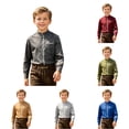 thumbnail image 1 of JAJAHO Boys Button Down Shirt Long Sleeve Stand Collar Regular Fit Dress Shirts School Uniform Formal Wear For Kids 2-14Y Soft Tops, 1 of 4