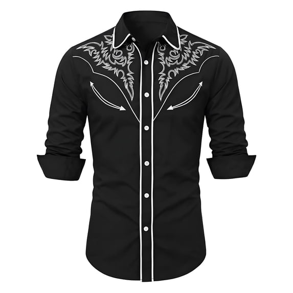 JAJAHO Boys Cowboy Hippie Shirts Long Sleeve Button Down Collared Casual Floral Printed Shirts For Kids 4-13Y Trendy Tops
