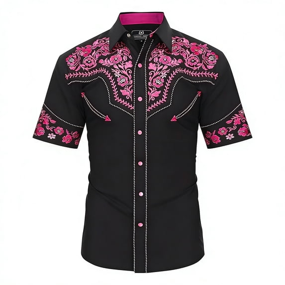 JAJAHO Boys Cowboy Shirt Kids Short Sleeve Button Down Lapel Regular Fit Ethnic Style Print Casual Hippie Top Ages 4-13 Years Comfortable Tops
