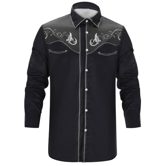 JAJAHO Boys Cowboy Shirt Print Long Sleeve Button Down Regular Fit Casual Hippie Shirts For Kids 4-13 Years Trendy Tops