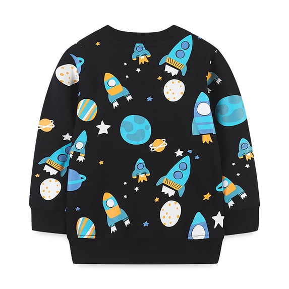 JAJAHO Boys Crew Neck Sweatshirt Cartoon Printed Long Sleeve Pullover Toddler Kids Cotton Fall Clothes 1-7T