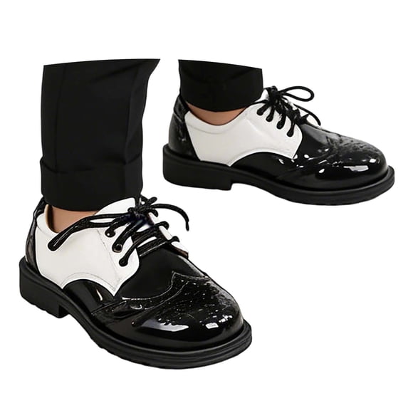 JAJAHO Boys Dress Shoes Pu Leather Lace Up School Uniform Shoes Wedding Party Footwear For Kids 4-14Y