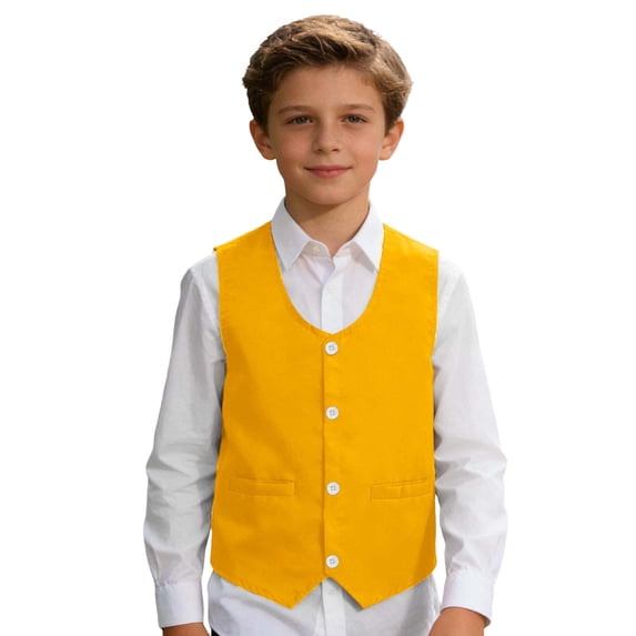 JAJAHO Boys Formal Suit Vest For Kids Teens 5-16 Years 3 Button Front Slim Fit Sleeveless Formal Wedding Party Outfit Solid Color Dress Waistcoat