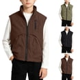 thumbnail image 1 of JAJAHO Boys Full Zip Vest Kids Stand Collar Lightweight Sleeveless Jacket Fall Outwear 3-12 Years, 1 of 7