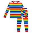 thumbnail image 1 of JAJAHO Boys Girls 2 Piece Outfits Home Clothes Sets Stripe Long Sleeve Top And Ankle-Tied Pants For Kids 2-10 Years Casual Playwear Versatile Outfit, 1 of 4