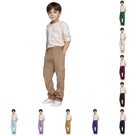 JAJAHO Boys Girls Cargo Sweatpants Kids Back To School Clothes Sizes 3-14 Casual Sports Drawstring Joggers Pants