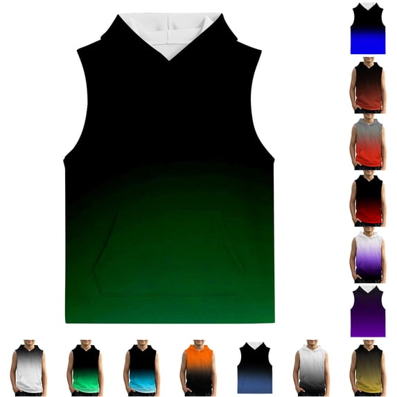 JAJAHO Boys Girls Gradient Hooded Tank Top For Kids Sleeveless Summer Hoodies With Pocket Loose Fit Casual Playwear 2-12Y Stylish Tops