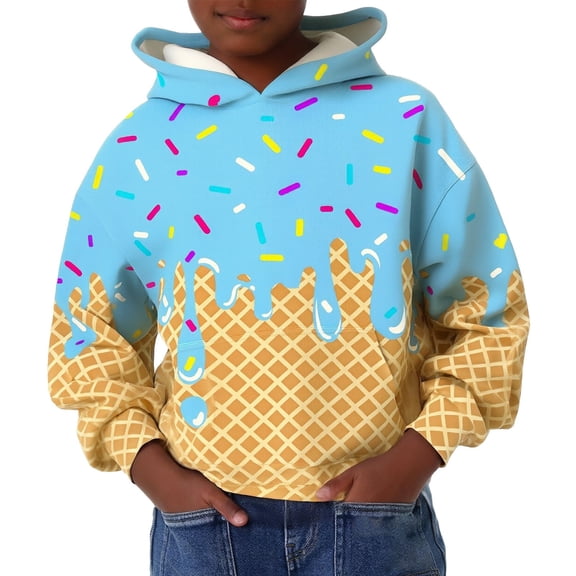 JAJAHO Boys Girls Graphic Hoodies Casual Sports Sweatshirt Long Sleeve Baggy Pullover For Kids Youth 1-14 Years Comfortable Playwear Versatile Tops