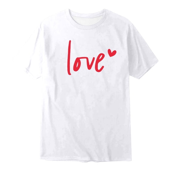 JAJAHO Boys Girls Graphic T Shirts For Kids Love Letter Printed Casual Short Sleeve Crewneck Relaxed Fit Tees 2-13 Years Valentine's Day Cute Tops