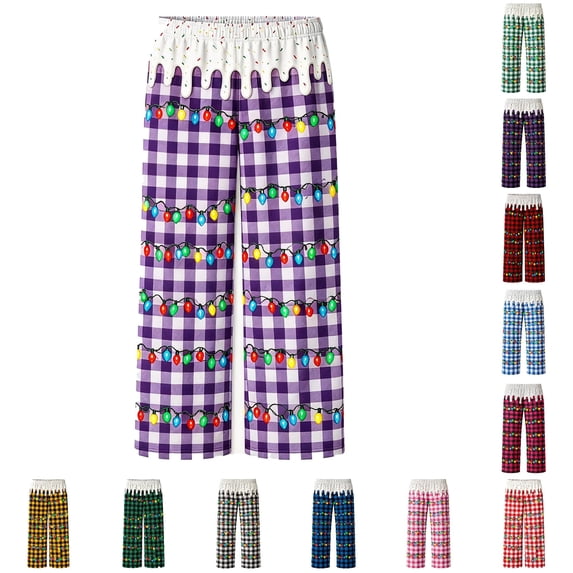 JAJAHO Boys Girls Pajamas Pants Christmas Sleepwear Bottoms Sizes 3-14 Wide Leg Kids Loungewear Pants