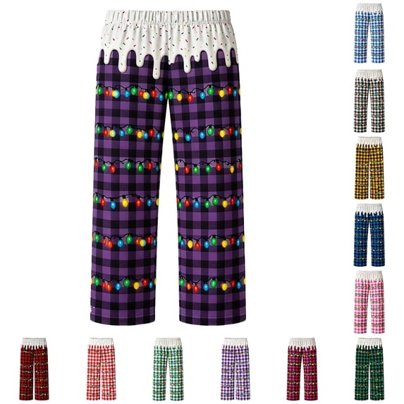JAJAHO Boys Girls Pajamas Pants Christmas Sleepwear Bottoms Sizes 3-14 Wide Leg Kids Loungewear Pants