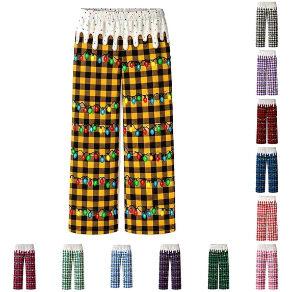 JAJAHO Boys Girls Pajamas Pants Christmas Sleepwear Bottoms Sizes 3-14 Wide Leg Kids Loungewear Pants