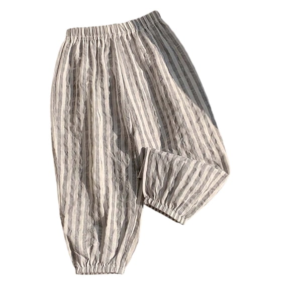 JAJAHO Boys Girls Plaid Pants Kids Toddler Summer Lightweight Elastic Waist Ankle-Tied Pants 1-6Y Versatile Trousers