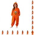 thumbnail image 1 of JAJAHO Boys Girls Pumpkin Face Jumpsuit Soft Flannel Pajama Halloween Long Sleeve Loose Hooded Onesie For Kids 4-14Y, 1 of 2