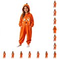 thumbnail image 1 of JAJAHO Boys Girls Pumpkin Face Jumpsuit Soft Flannel Pajama Halloween Long Sleeve Loose Hooded Onesie For Kids 4-14Y, 1 of 5