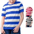 thumbnail image 1 of JAJAHO Boys Girls Striped Tees Summer Short Sleeve T Shirts Color Block Crewneck Loose Fit Kids Tops 2-13Y, 1 of 5