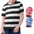 thumbnail image 1 of JAJAHO Boys Girls Striped Tees Summer Short Sleeve T Shirts Color Block Crewneck Loose Fit Kids Tops 2-13Y, 1 of 8