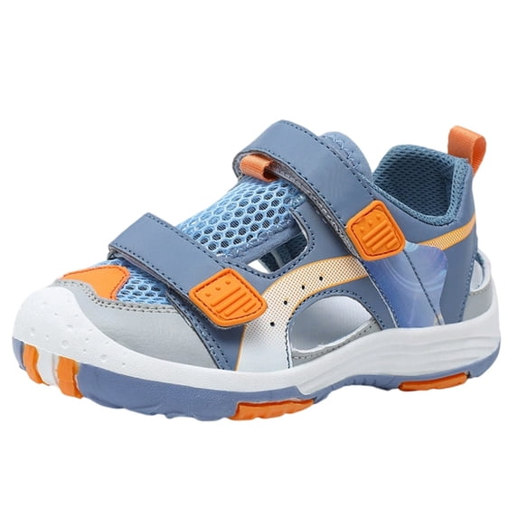 JAJAHO Boys Girls Summer Casual Shoes Hollow Out Breathable Hook And Loop Walking Sneakers Beach Footwear For Kids 4-12 Years Stylish Shoes