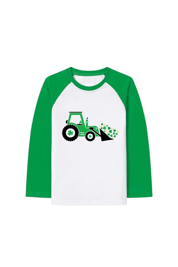 Boys Girls T Shirts Casual Long Sleeve Raglan Tee Cartoon Car Print Crew Neck Top For Kids 2-14 Years Holiday Trendy Tops