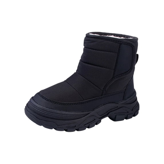 JAJAHO Boys Girls Winter Snow Boots Waterproof Outdoor Warm Lining Non- Hook And Loop Ankle Boots Comfy Shoes