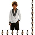 thumbnail image 1 of JAJAHO Boys Halloween Pirate T Shirts Long Sleeve Retro V Neck Lace Up Tees Dress Up Tops For Kids 3-16Y, 1 of 5