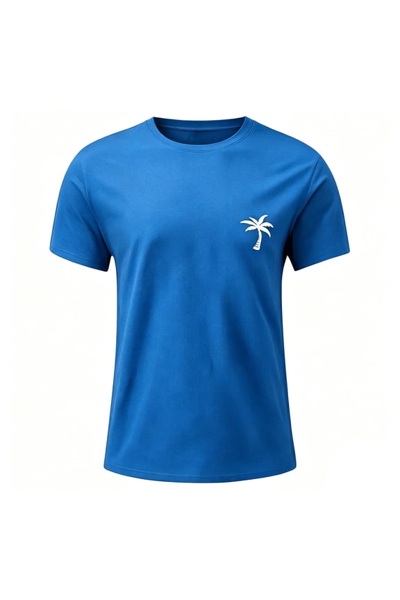 Boys Hawaiian Graphic Tees Coconut Tree Print Casual Short Sleeve Crew Neck T Shirt Summer Beach Clothes For Kids 2-13Y Stylish Tops