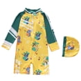 thumbnail image 1 of JAJAHO Boys Long Sleeve Rash Guard Swimsuit One Piece Zipper Bathing Suit With Matching Swim Cap 2PCS Set For Beach Pool Soft Swimwear, 1 of 6