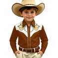 thumbnail image 1 of JAJAHO Boys Long Sleeve Shirts Western Cowboy Floral Embroidery Button Down Collared Shirts For Kids 4-13Y Soft Tops, 1 of 4