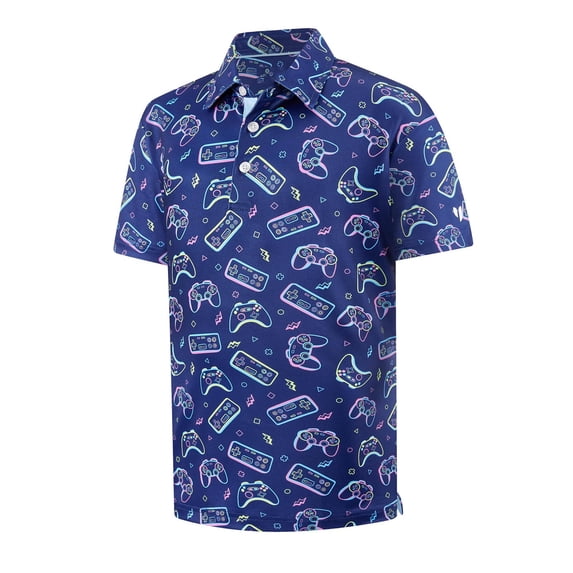 JAJAHO Boys Polo Shirts Short Sleeve Graphic Summer Tennis Golf Shirts For Kids 3-14Y Back To School Clothes