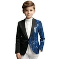 thumbnail image 1 of JAJAHO Boys Sequin Prom Party Blazer Sparkly Sequin Slim Fit Long Sleeve Lapel Button Front Casual Coat Carnival Performance Wear, 1 of 9