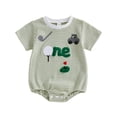 thumbnail image 1 of JAJAHO Boys Short Sleeve Bodysuit Baby Boy Clothes Cartoon Embroidery Striped Short Sleeve Toddler Romper 6-18M Stylish Onesie, 1 of 4