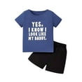 thumbnail image 1 of JAJAHO Boys Summer 2 Piece Outfits Kids Teens Short Sleeve Letter Print T Shirt And Shorts Set Ages 3-16Y Soft Outfit, 1 of 3