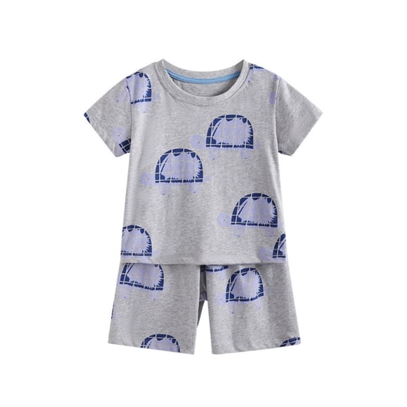 JAJAHO Boys Summer Outfits Casual 2 Piece Sets Cartoon Printed Short Sleeve T Shirts Shorts Set Playwear For Kids Stylish Outfit