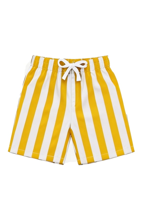 Boys Swim Trunks With Liner Striped Print Swimsuit Drawstring Shorts Boy Bathing Suit 2-14Y Soft Beachwear